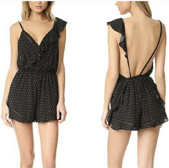 NWT Free People One of These Days Ruffled Open-Back Lounge Romper. - Picture 2 of 16